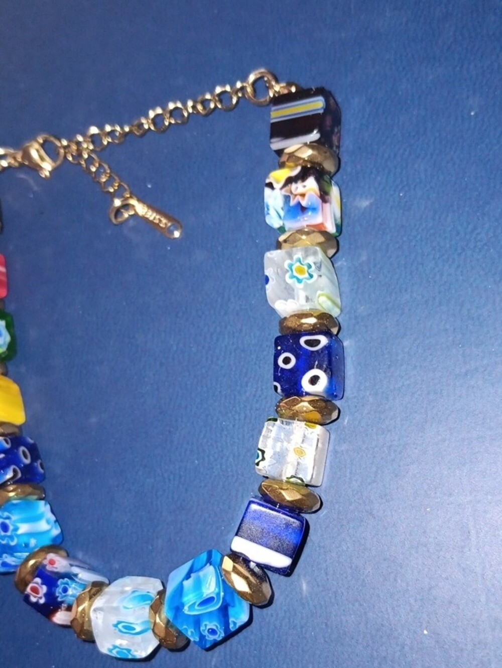 Multicolor Glass Cube Bead Bracelet Gold Accents New! - Picture 6 of 8